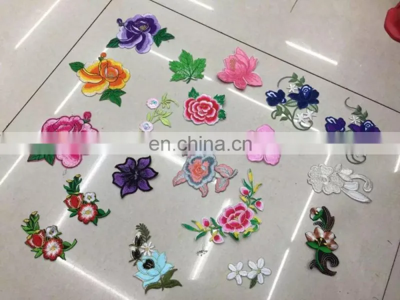 embroidery patches stick on applique for shirt /shoes iron on embroidery patch