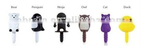 Customize Mini Peguin Dustproof Plug Earphone Jack Accessory for Mobile Phone