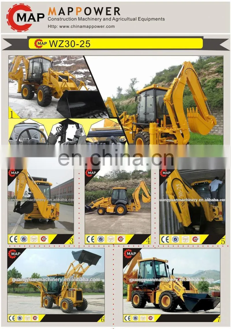 WZ30-25 top quality and pilot control loader back excavator , four drive backactor loader