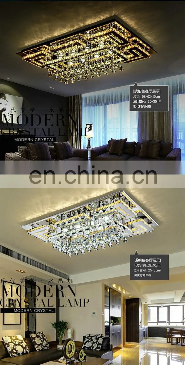 factory stock modern minimalist ceiling lamp Crystal rectangular lamp for bedroom