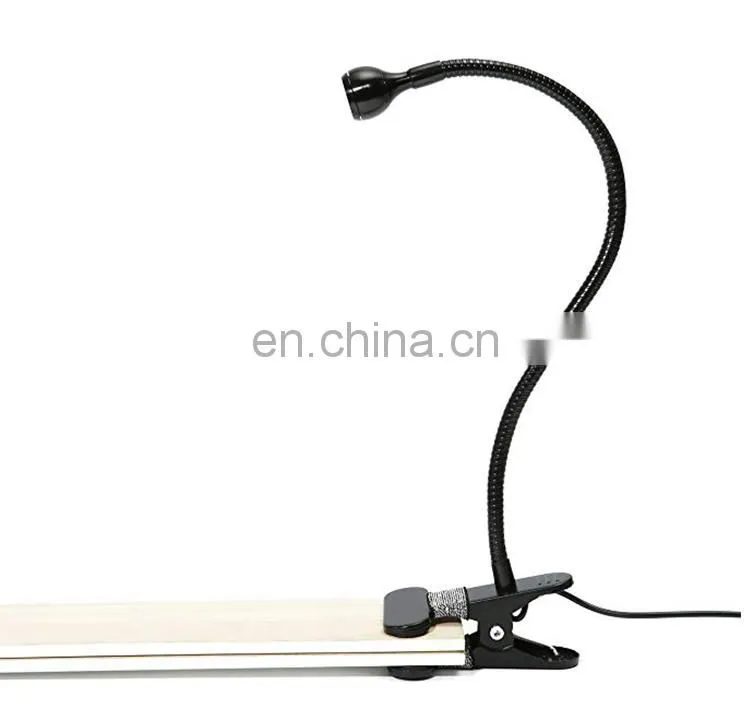 Clip-on table lamp flexible Goose neck adjustable, 1 W eye protection clip light for desk bed computer and music stand