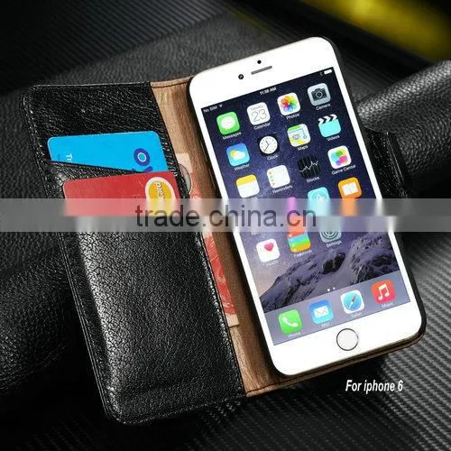 Lichee pattern Leather Card Wallet for iphone 6 flip leather wallet case, leather case for iphone6 4.7" 5.5"