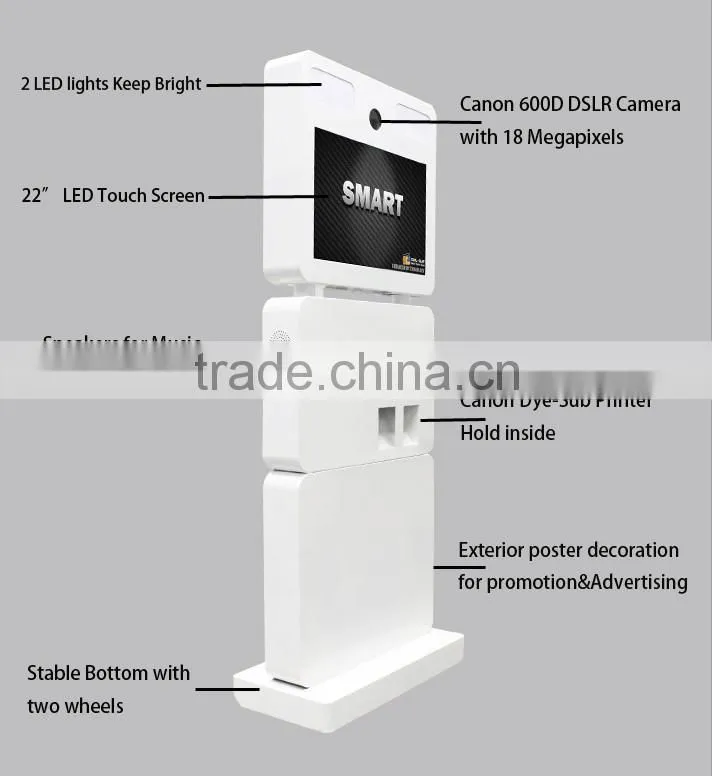 2015 Portable Design Touch Screen Self-service Photo Booth Kiosk
