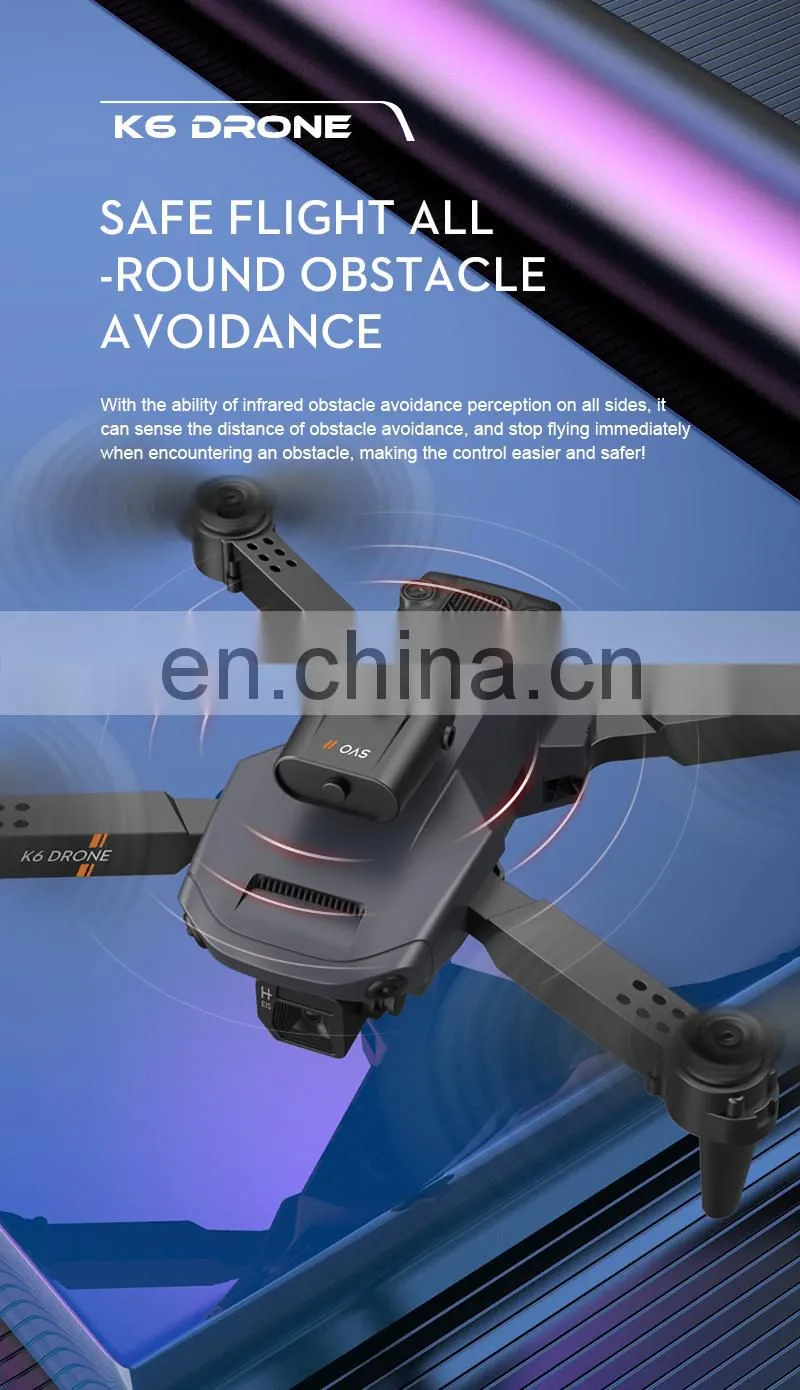 K6 Mini Drone 4K Dual Camera Wifi FPV Four Sides Infrared Obstacle Avoidance Foldable Quadcopter Gifts