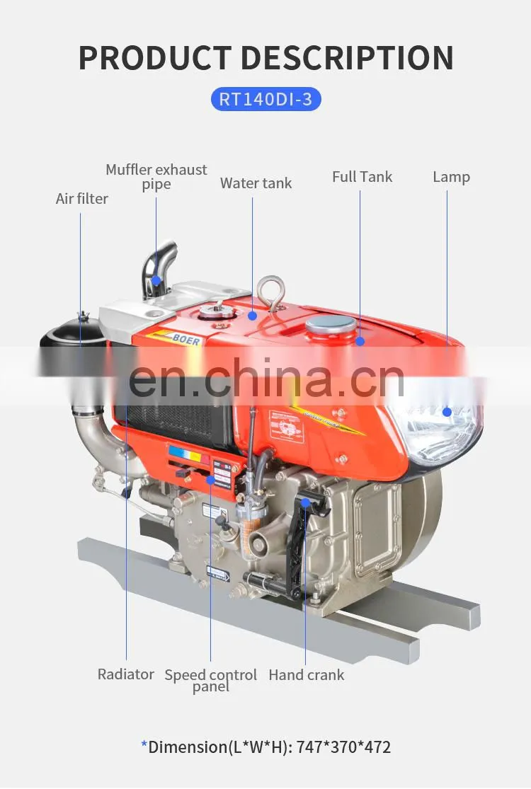 chinese manufacturer water-cooled diesel engine water cooling RT140 diesel engine