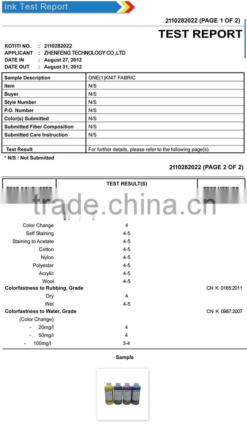 Pigment ink for cotton t-shirt textile printer with factory price