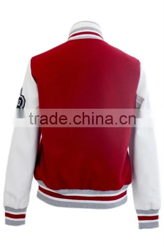Red Wool Leather Varsity Letterman Jacket