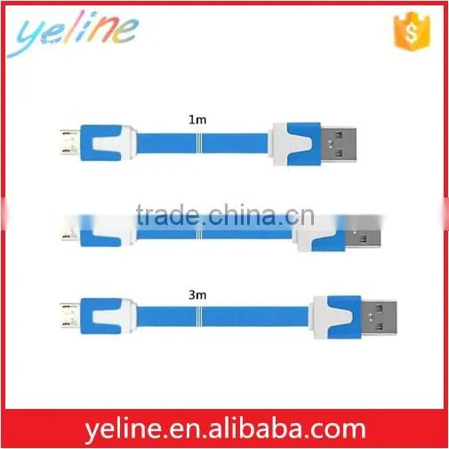 3m V8 colorful flat charging cable for huawei 7i/mate 8/P9