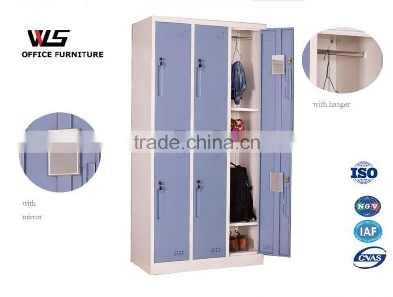High quality gym storage steel wardrobe cabinet 6 door clothing locker