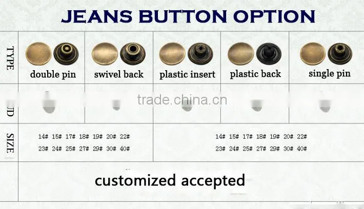 China manufacture Best Selling fashionable metal jeans button