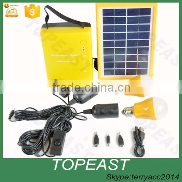 Solar Panel Energy Kit 2x3W LED Bulbs Lighting System for Home and Camping