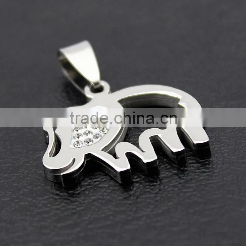 High quality stainless steel cute elephant necklace diamond elephant pendant necklace wholesale