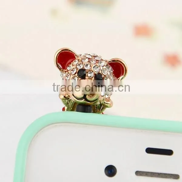Hot Selling Cute Diamond Dog Dust Plugs ,Crytal Diamond Dog Dust Plugs For iPhones