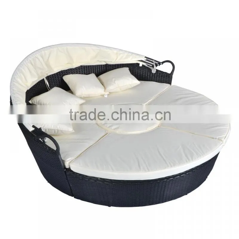 Home Furniture Cheap Round Bamboo Garden Sofa Daybed Rattan Daybed With Canopy Outdoor Daybed