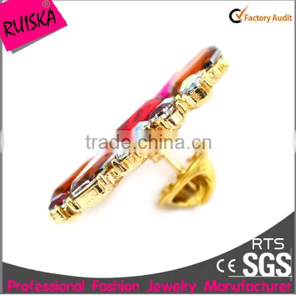 Well Design Rhinestones Inlay Gold Plating Bulk Brooch