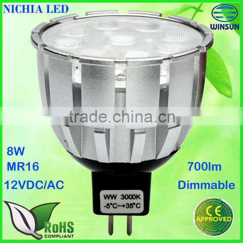 LED MR16 GU5.3 8W 12VDC/AC dimmable led spotlight