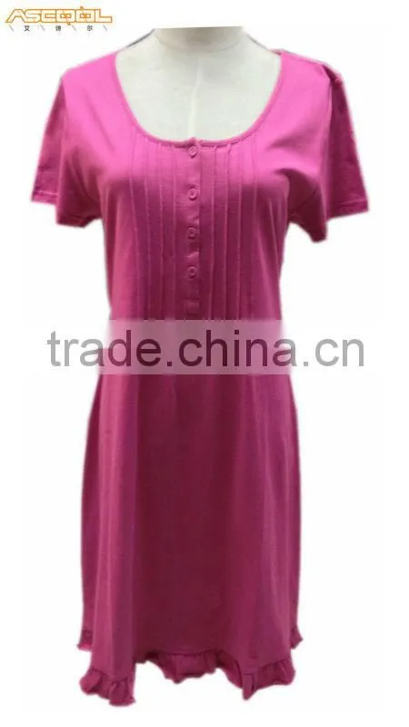 Customer design comfortable knitted cotton ladies nightgowns