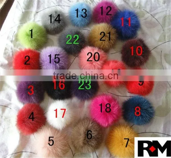 Dyed Color Fox Fur Pom Pom