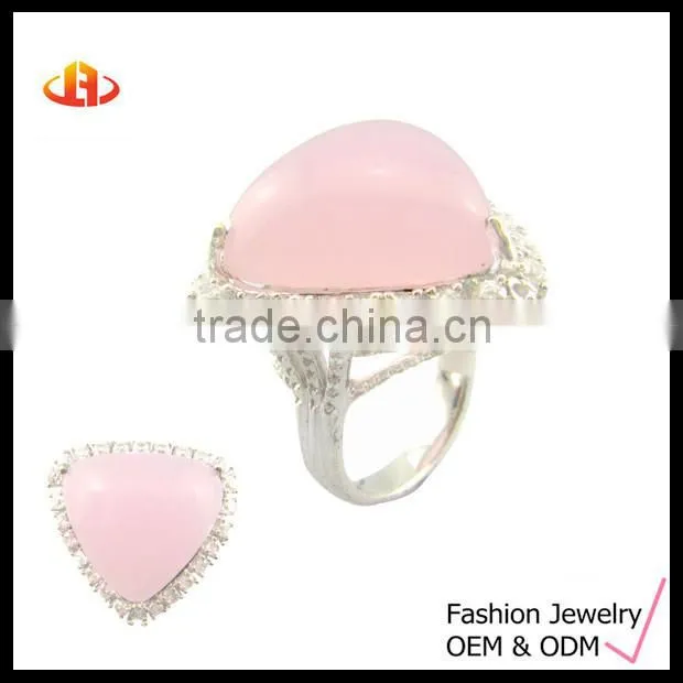 Fashion Silver Ring with Rose Quartz, Different Types Stones Rings