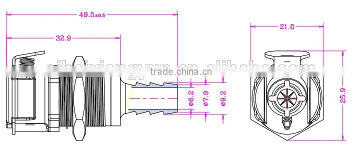 5/16" POM/EPDM coupler-Panel mounting BLD1605PH female
