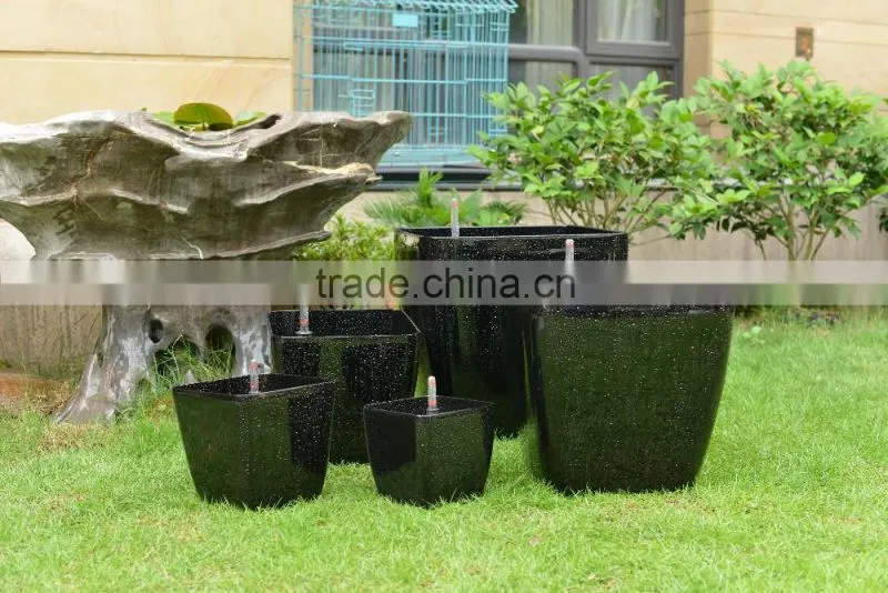 flower pot painting designs , square painting flowerpot with water level indicator