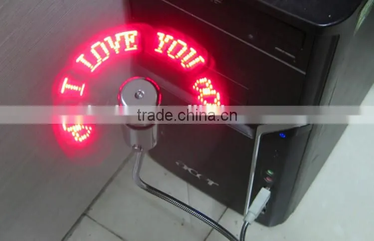 New OEM/ODM Logo Design Metal Flexible Small Electric Rechargeable USB Program LED Custom Message Fan