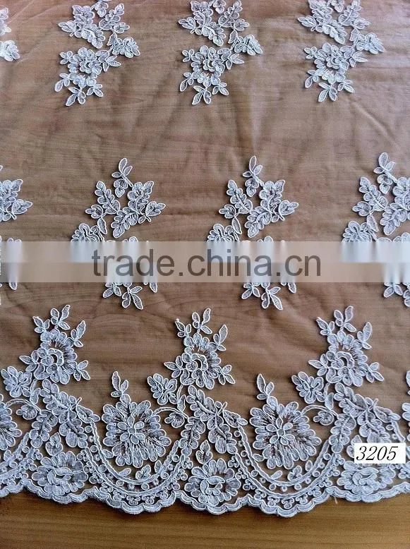 New design ! Nylon cord embroidery fabric for bridal dress
