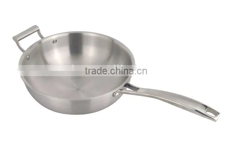 Top Quality Food Grade 304 Stainless Steel Cookng Frying Pan with Lids