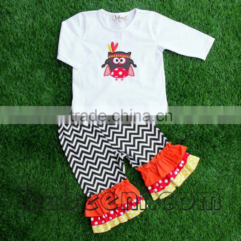Nice pumpkin applique knit set for girl
