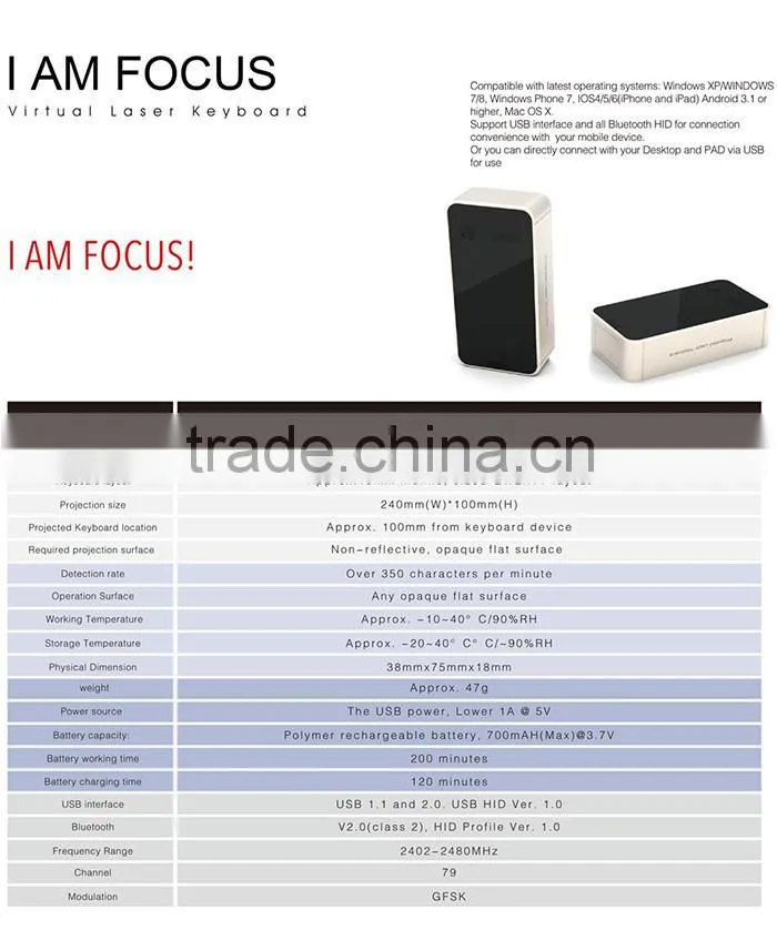 Portable Mini Wireless Bluetooth Virtual Laser Keyboard Para Jogos Teclado For Ipad/Iphone Computer Tablet Projection Keyboard