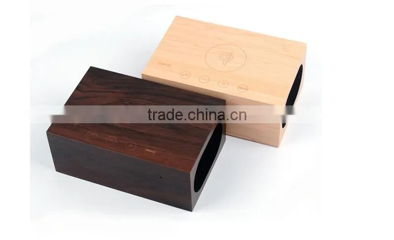 Wireless charger+Clock+Alarm+Thermometer,New style wood bluetooth speaker