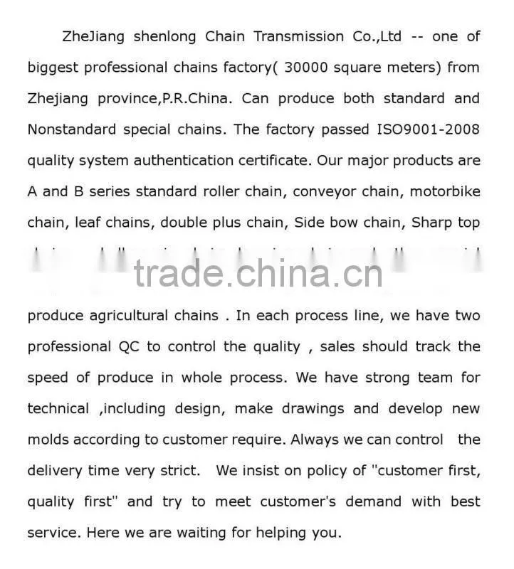 Short pitch duplex roller chain 100-2 with dacromet plated