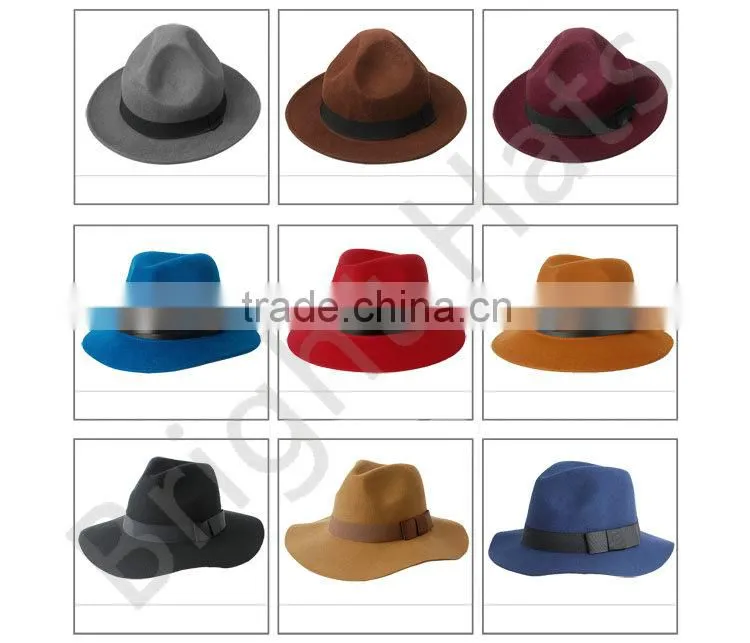 High Quality Felt Hat , Fedora Wool Hats With Feather