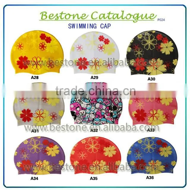 Fashionable Promotional Custom Logo Printed Silicone Swimming Cap
