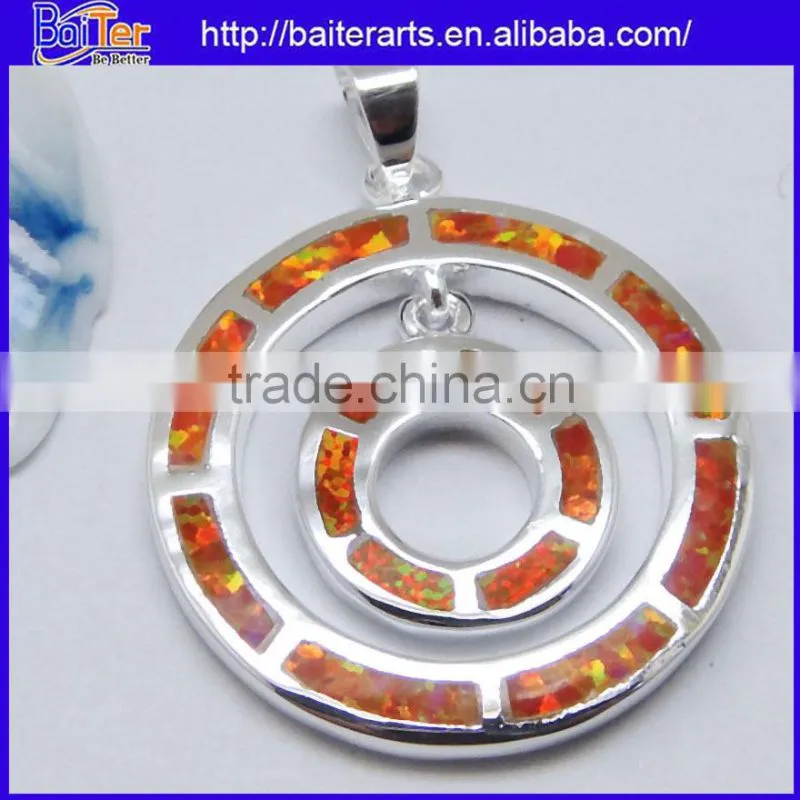 Custom Lab Created Double Heart 925 Sterling Silver Red Fire Opal Pendant Wholesale