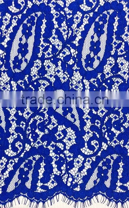 Top Quality Nylon/Cotton Strand Eyelash Lace Fabric T8076-2