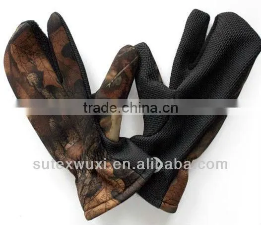 4mm 5-finger neoprene/fleece camouflage hunting gloves
