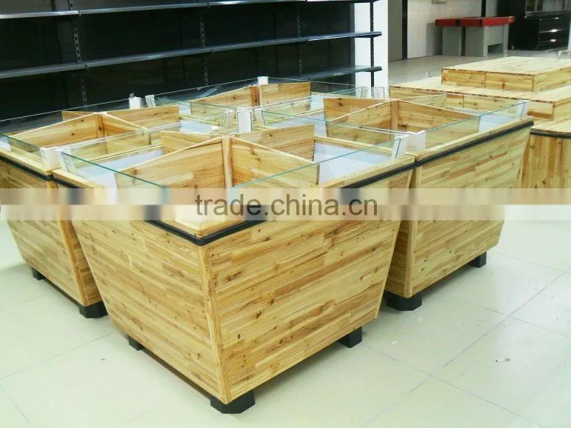 AL-SM070 Hot Sale wooden vegetables and fruit display shelf wooden stand