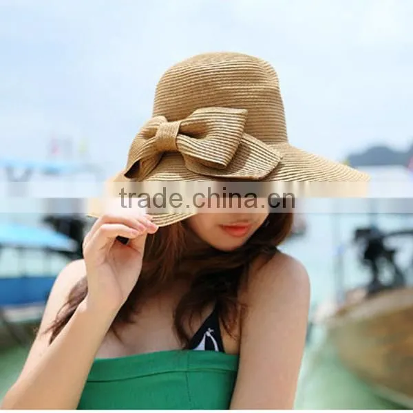wholesale Fashion straw hats with bow tie decoration for summer hat for lady&women