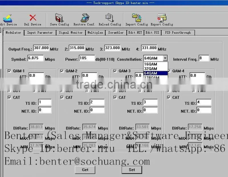 4in1 satellite dvb-s2 dvb-c transmodulator(DisEqc/22KHz,8*DVB-S/S2+4*ASI in,4 QAM RF out)