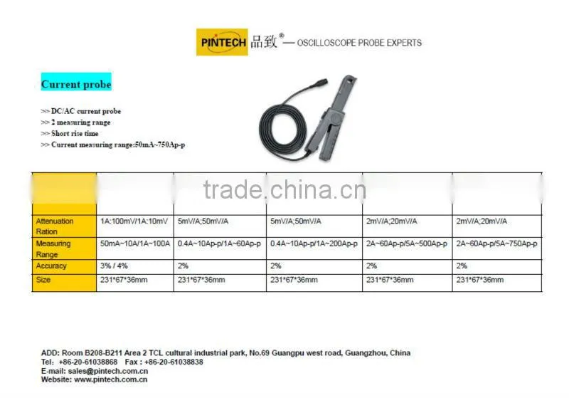 PT-2710 (AC/DC,100KHz,60Ap-p) current clamp sensor