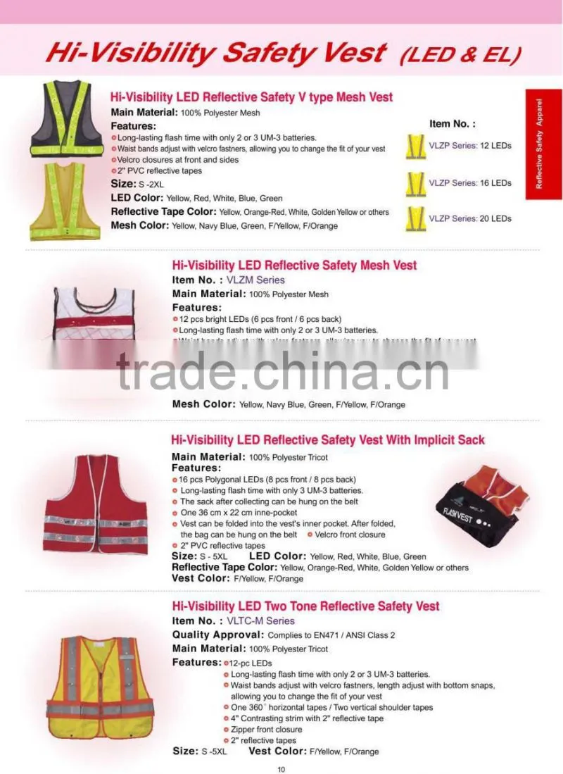 Hi-Visibility LED safety V type mesh reflective vest