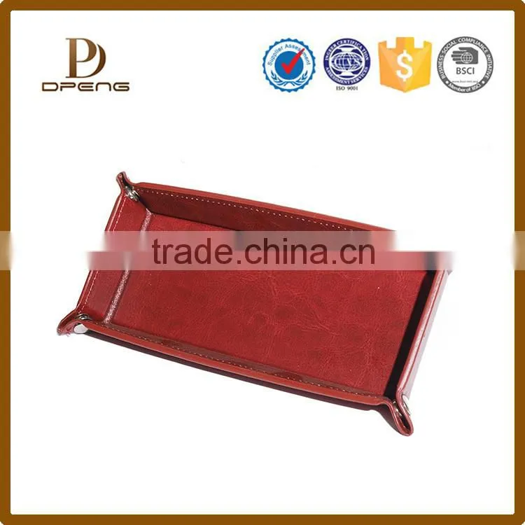 China OEM supply square leather tray/ home storage tray/ tea tray
