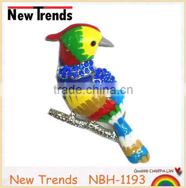 Alloy purple rhinestone little birds jewelry brooch pin wholesale 2014