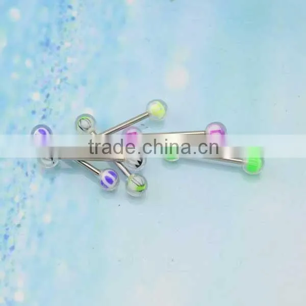 magnetic tongue piercing jewelry with stainless steel barbell and acrylic balls fashion tongue rings
