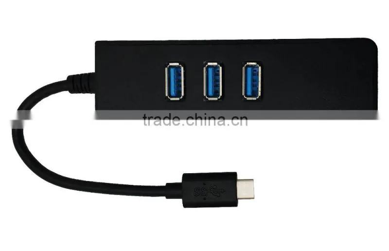 USB3.1/Type-C to USB3.0 Adapter Connector Hub 2pcs/lot 3 * USB3.0 Ports and1* lan port for Macbook Chromebook