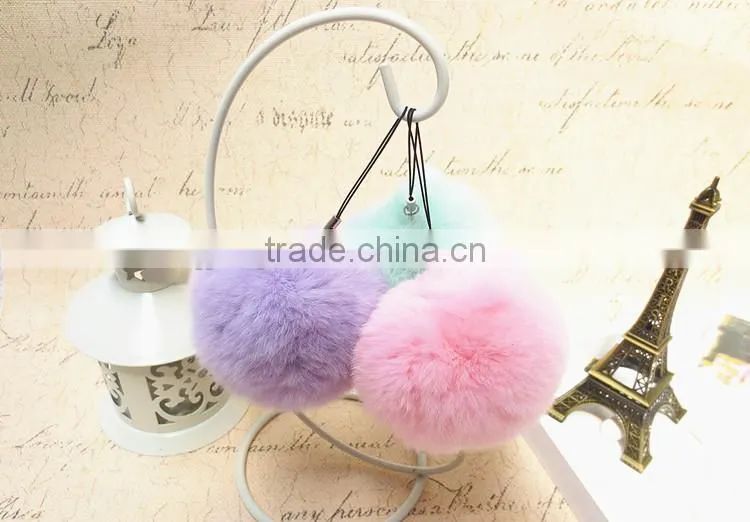 Real Fur Ball Key Chain / Fur Ball Keychain / Rex Rabbit Fur Pom Poms