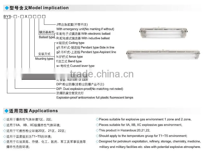 Explosion-proof full plastic fluorescent lamp t8 40w