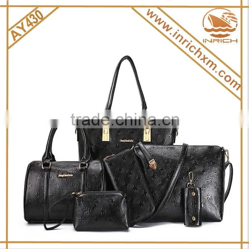 Famous Brands Ladies Handbags 2016 Elegant Female 6 in 1set Women's PU Leather