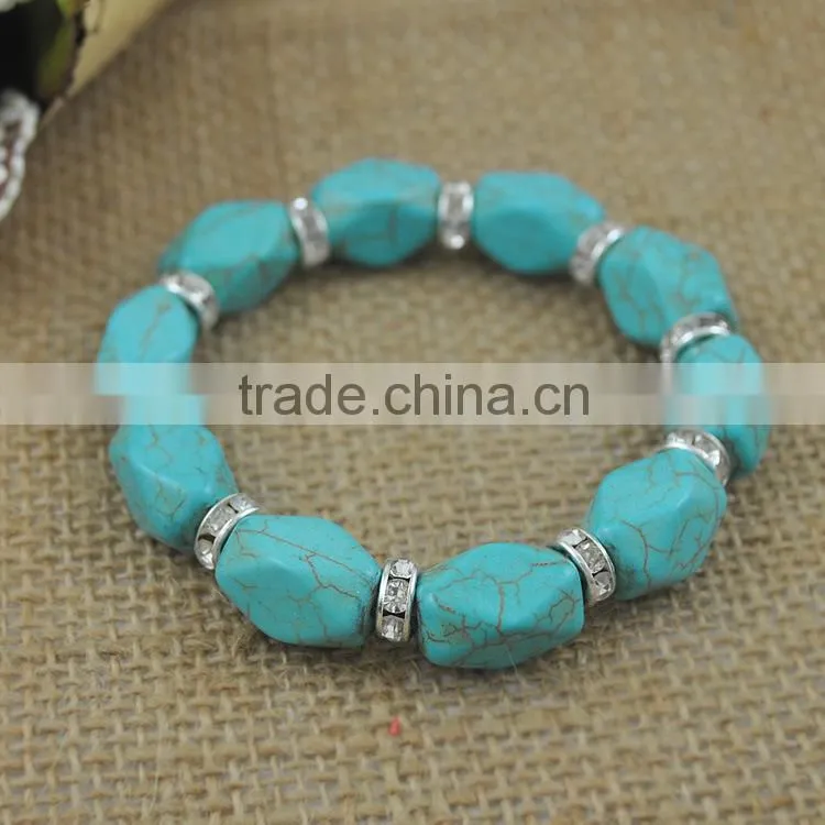 turquoise string mens charm bead bracelet, italian bead bracelet